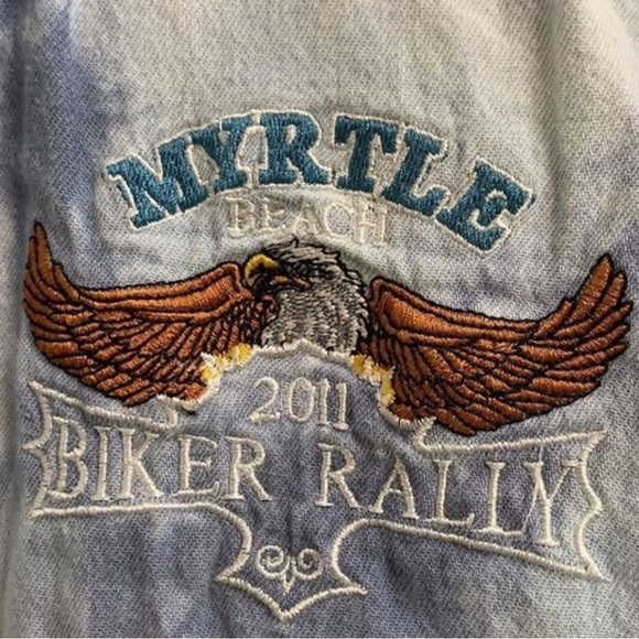 USA Biker Design Biker Rally Frayed, Sleeveless MYRTLE BEACH 2011 Shirt, sz. L. - Picture 8 of 12